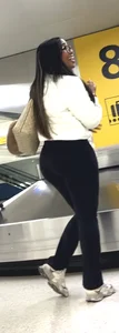 2 pretty ebony juicy booty at airport and bending over