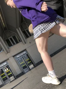 Young girl in a skirt bus and street creepshots