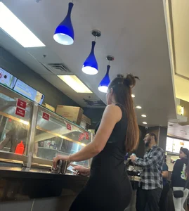 Fat booty brunette in tight black dress (oc)