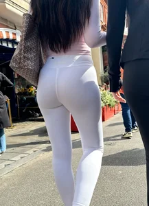 Sexy brunette showoff in seethrough white leggings ( OC )