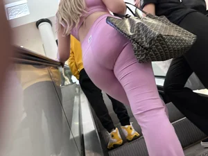 Ass in pink outfit