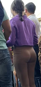 Sexy skinny girl in brown pants