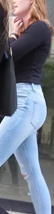 Redhead fresh tight ass in bright jeans
