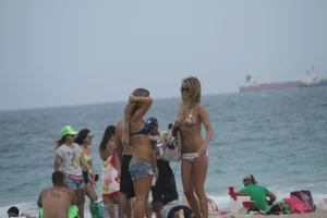Saint Patrick's Day girls in bikinis at Deerfield Beach in Florida