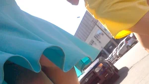 Street Upskirt Candid Girl Flashing Booty and Panties