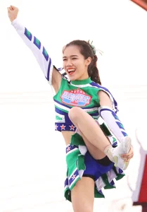 Bunch of athletic Thai cheerleaders at a competition