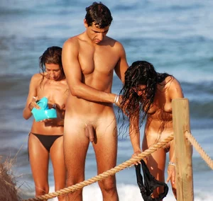 Nude beach and topless girls