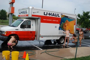 Various sexy girls at car washes in bikinis