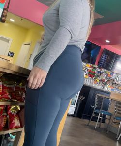 Sexy Blonde Milf Touches her Huge Soft Ass in Leggings OC