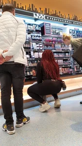 Big black booty in tight black leggings