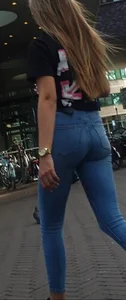 Various hot butts in tight jeans on the street and inside cafes, some teens too