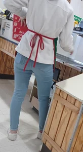 Teen at work in jeans