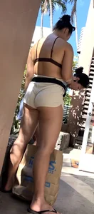 Asian short shorts cheek peek