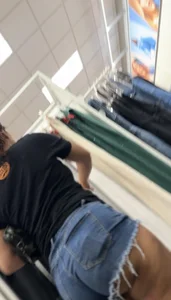 Sexy thick ass cheeks showing In short high jeans at Target