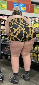 HOT Latina MILF showing off FAT ASS in revealing one-piece at grocery store