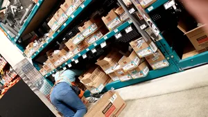 Oblivious Home Depot Milf cleaning up.