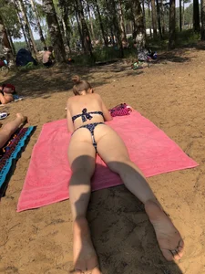 Tall Hot Candid Girl Lying on a Beach