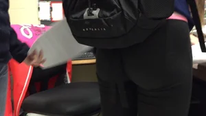 High School teen ass in leggings