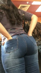 Big Booty and Chubby Legs in Tight Jeans Closeup Photos