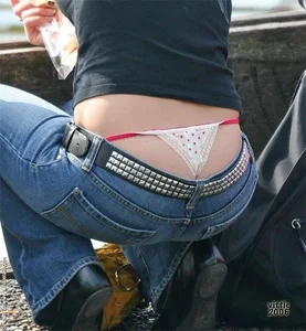 Bunch of girls with their thongs hanging out
