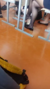 Girl in Flats and Black Pantyhose College Classroom Candid