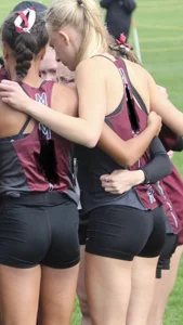 Skinny Athlete Girls in Spandex Shorts Stadium Candid