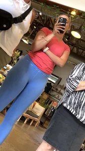 Thick blonde with thick ass in  blue yoga pants