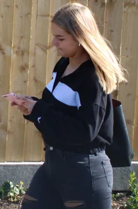 Cute Teen Squeezed Into Some Tight Grey Jeans