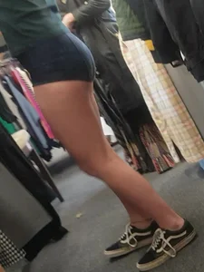 GIrl in Spandex Shorts Hot Ass and Butt Closeup Creepshots