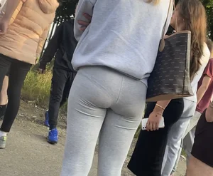 Grey see through leggings VPL and more