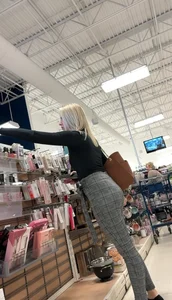Bubble Blonde MILF Plaid Dress Pants Busted *Twice*