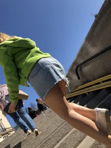 Milf in Fringed Shorts Walking Striding Up the Stairs - Sexy Legs Creepshots Gallery