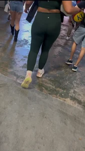 Beautiful Curly Haired Babe in Green Lululemon (OC) + GIFS