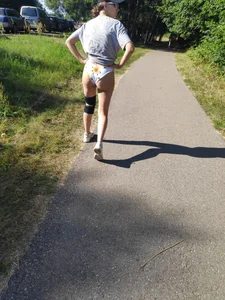 Skinny Girl with Nice Ass and Legs Walking in Panties on the Countryside Camping Site Creepshot