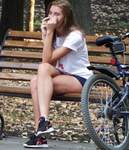 Park Sexy Candid Photo of Hot Teen with Thin Hot Legs