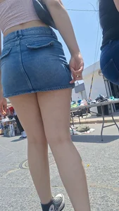 [oc] Beautiful lady with nice legs and sexy denim skirt