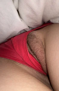 Under blanket closeups of a sleeping candid GF's hairy pussy in red panties