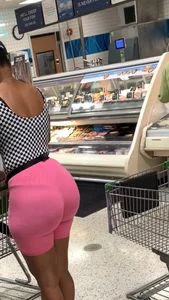 Big black milf booty in see through pink spandex shorts