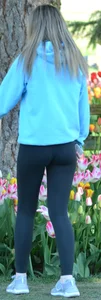 Tall skinny blonde teen in tight leggings with a tight ass