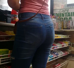 Sexy 18yo Indian girl at a gas station with a nice ass in tight jeans showing vpl