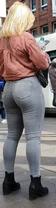 Big booty blonde babe in tight jeans with a nice ass