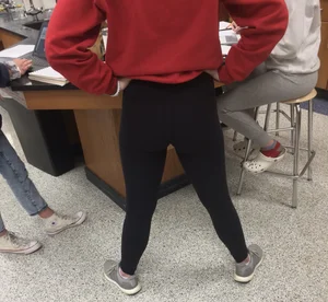 College booties in leggings