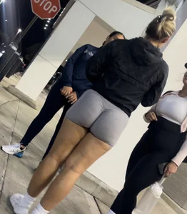 Gym Latina with thick ass and legs in spandex shorts OC