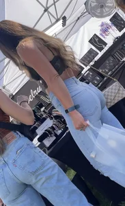 Hot college girl squeezed into those jeans