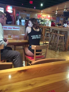 Candid sexy Hooters girls in their uniforms