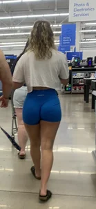 Fine ass PAWG in blue tight shorts
