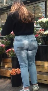 Various hot butts in tight jeans on the street and inside cafes, some teens too