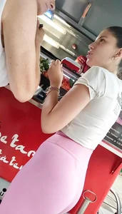 Super cute MEGABABE in pink leggings with bubble butt!