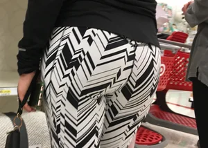 Black and white patterned leggings booty on cute girl at Target