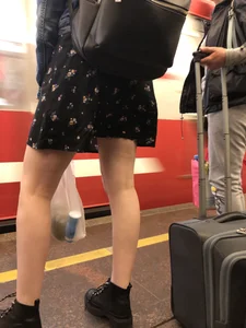 Girl in a Skirt with Hot Pale Legs Subway Creepshots